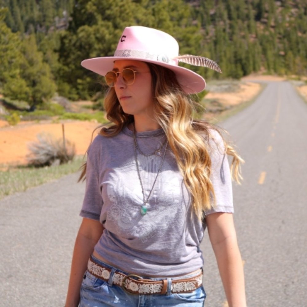 Charlie 1 Horse Western Felt Hat Sidewinder Pink - Picture 3 of 6